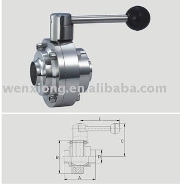 SS304 SS316 welded or quick-installed butterfly-shaped ball valve